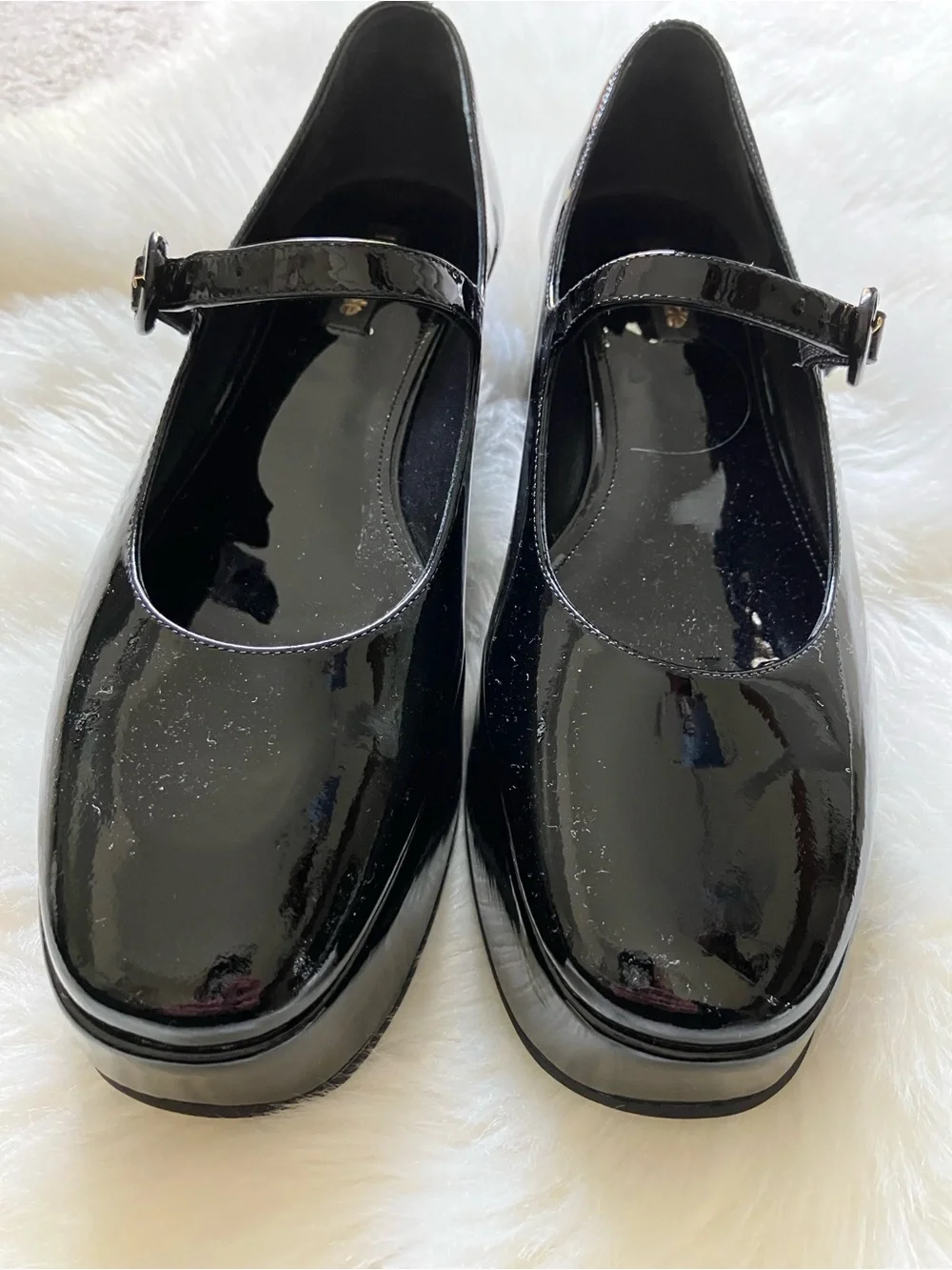 LARROUDE Black Patent Leather Blair Ballet Flatform Platform Mary Janes 10 NEW